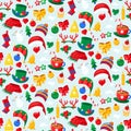 Winter Christmas Icons Cartoon Seamless Pattern Royalty Free Stock Photo