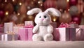 Winter celebration, cute animal toy, Christianity tradition, fun event, illuminated family love generated by AI