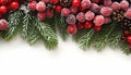 Winter celebration, holly, snow, Christmas ornament, fir tree generated by AI