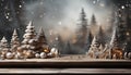 Winter celebration snow night, glowing Christmas tree, illuminated coniferous forest generated by AI Royalty Free Stock Photo