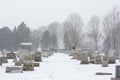 Winter Cemetery Landscape with Tombstones