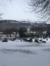 Winter cemetery scene in Huddersfield