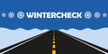 Winter check car tires change asphalt road