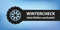 Winter check car tires with snowflake banner