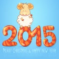 Winter chinese new year card with cartoon sheep