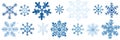 Winter and Christmas background of assorted blue and white snowflakes on a white background. Generative AI Royalty Free Stock Photo