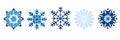 Winter and Christmas background of assorted blue and white snowflakes on a white background. Generative AI Royalty Free Stock Photo