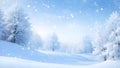 Winter Christmas background. Winter blue sky with falling snow, snowflakes with a winter landscape Royalty Free Stock Photo