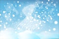 Natural Winter Christmas background with blue sky, heavy snowfall, snowflakes in different shapes and forms, snowdrifts. Winter la Royalty Free Stock Photo