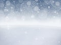 Winter christmas background, white snow surface texture and falling snowflakes Royalty Free Stock Photo