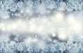 Winter and christmas border. Pine tree branches covered frost in snowy atmosphere Royalty Free Stock Photo
