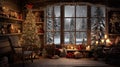 A Winter Christmas cabin interior Royalty Free Stock Photo