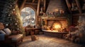 A Winter Christmas cabin interior Royalty Free Stock Photo
