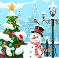 Winter christmas city background. Royalty Free Stock Photo