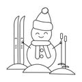 Winter Christmas coloring book for children. Winter sports. Hand-drawn sketch Royalty Free Stock Photo