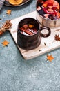 Winter Christmas composition with a mulled wine Royalty Free Stock Photo