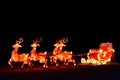 Winter Christmas decorative Lights display of Santa carriage with reindeer