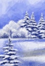 Winter Christmas Forest Landscape