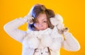 Winter Christmas Girl. Beautiful Woman Blowing Snow Royalty Free Stock Photo