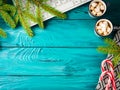 Christmas background with hot chocolate keyboard Royalty Free Stock Photo