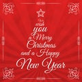 Christmas winter festivity greeting card on red background