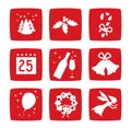 Winter Christmas holidays icons set