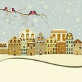 Winter Christmas houses. Decoration pattern. Royalty Free Stock Photo