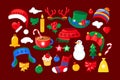 Winter Christmas Icons Cartoon Collection Royalty Free Stock Photo