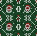 Winter Christmas knitted seamless abstract background Santa Claus, snowflakes, snowman