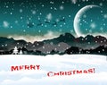 Winter Christmas landscape with santa Royalty Free Stock Photo