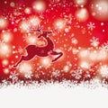 Winter Christmas Rentier Red Background