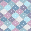 Winter Christmas seamless pattern with colorful rhombuses in pastel retro colors and stars Royalty Free Stock Photo