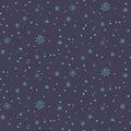 Winter christmas seamless pattern with snowflakes on dark violet background