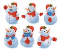 Winter christmas snowman emotions icons set