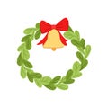 winter christmas wreath cartoon vector illustration Royalty Free Stock Photo