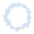 Winter Christmas wreath from light blue fir branches