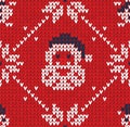 Winter Christmas knitted seamless abstract background Santa Claus, snowflakes, snowman