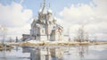 Winter Church Painting: A Renaissance Of Nobleman\'s Church In Russia Royalty Free Stock Photo