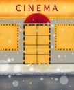 Winter cinema illustration. Warm colors digital painting. Movie