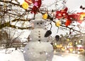  Winter City Christmas tree branch cone white ball red gold confetti decoration snow ma