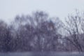 Winter city landscape. Close -down snow