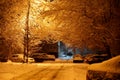 Winter city landscape in the dark courtyard