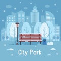 Winter City Park Vector Illustration