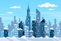 Winter City Skyscraper View Cityscape Snow Skyline