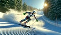 Winter city. Slalom in snowy forest