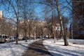 Winter cityscape of an ordinary residential area