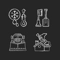 Winter cleaning service chalk white icons set on black background Royalty Free Stock Photo