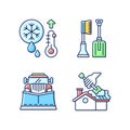 Winter cleaning service RGB color icons set