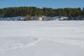 Picturesque dereg of the frozen river