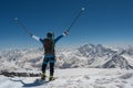 winter climbing Elbrus. Bright sunny winter day